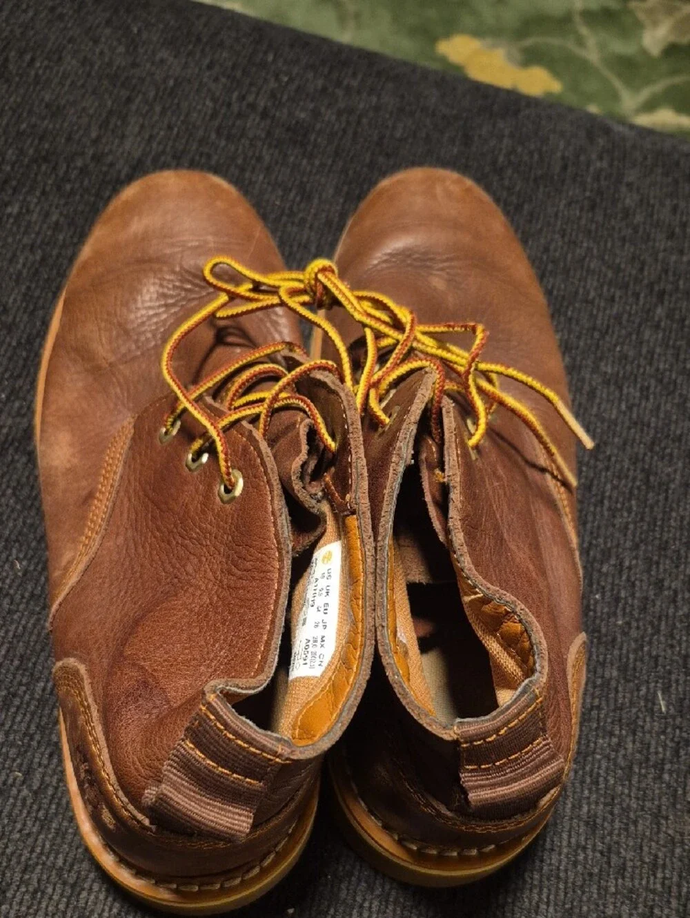Timberland Brown Leather Chukka Boots with Yellow Accent Laces